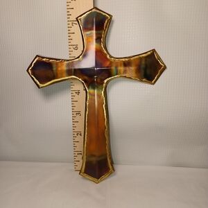 Copper and Bronze Metal Wall Cross Christian Decor